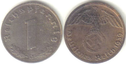 1939 J Germany 1 Pfennig A004730.